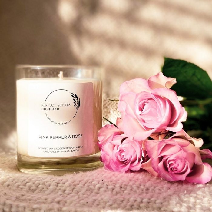 perfect scents highland candle pink pepper and rose jail dornoch
