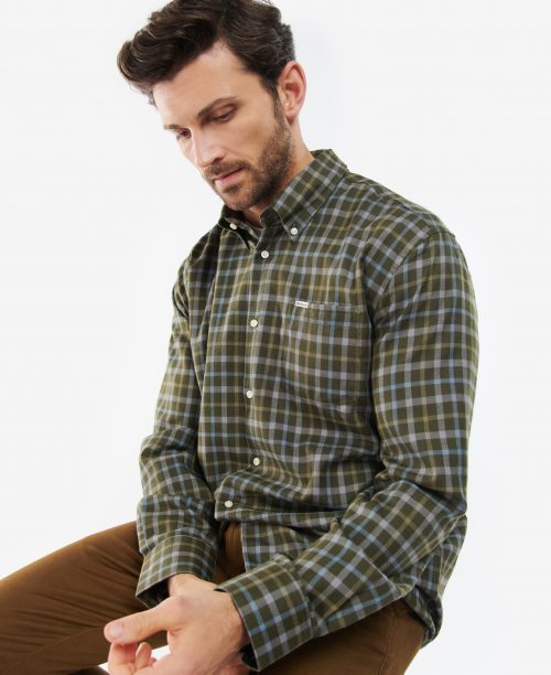 mens barbour thermo shirt oilve jail dornoch
