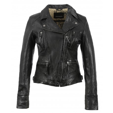 oakwood clothing black leather jacket jail dornoch