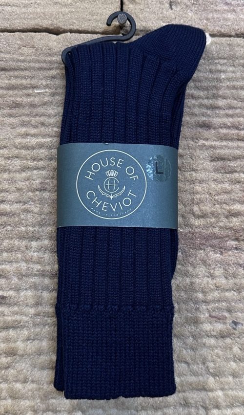 HOUSE OF CHEVIOT SOCKS LARGE SOCKS NAVY JAIL DORNOCH