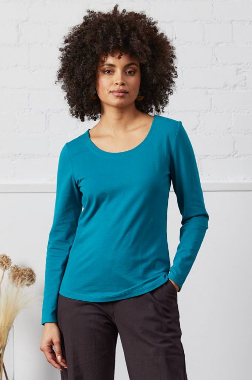NOMADS CLOTHING LONG SLEEVE TOP TEAL BLUE JAIL DORNOCH