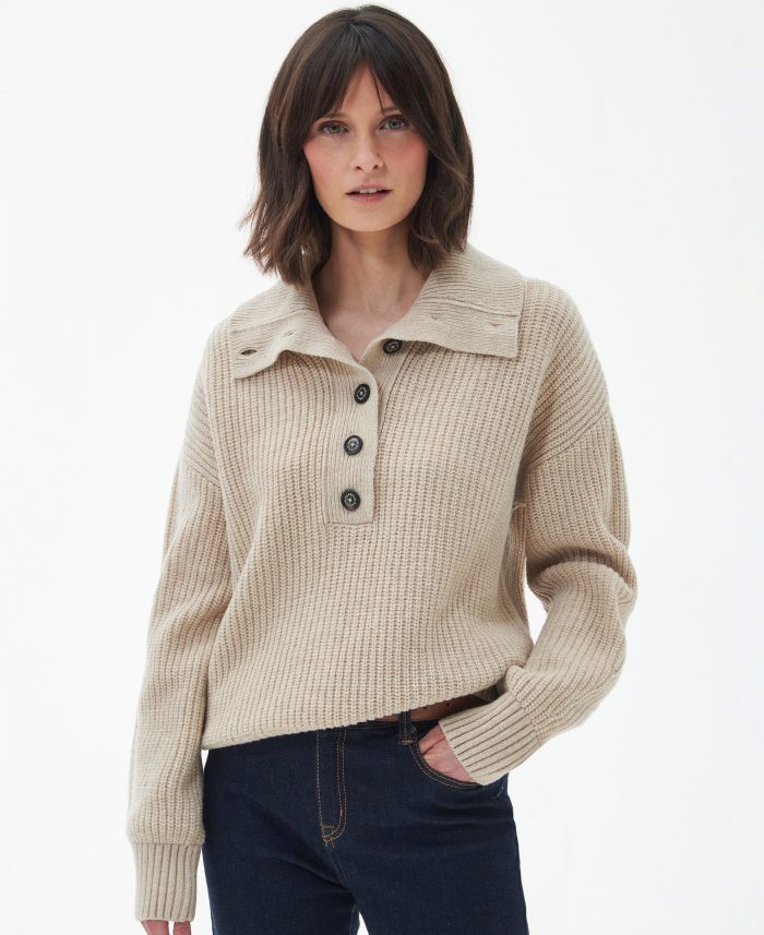 LADIES BARBOUR YARROW KNITTED JUMPER OATMEAL JAIL DORNOCH