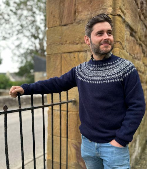 MENS FAIR ISLE NAVY JUMPER JAIL DORNOCH