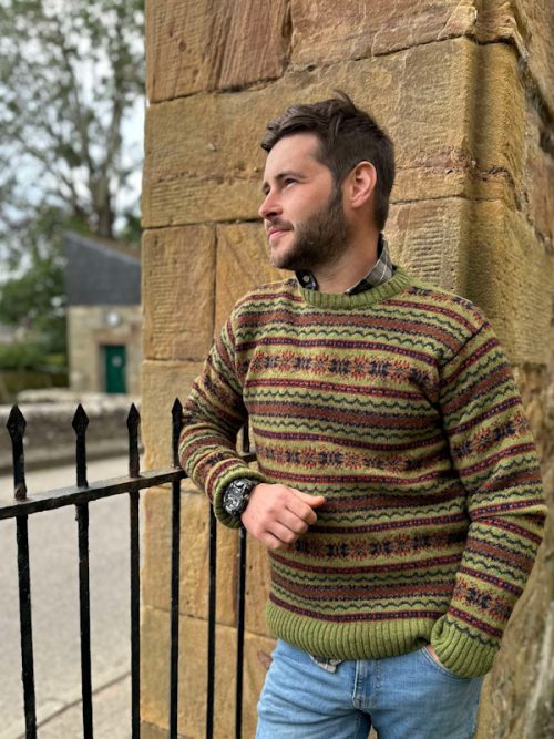 HARLEY OF SCOTLAND GENTS KNITWEAR FAIRISLE JUMPER JAIL DORNOCH