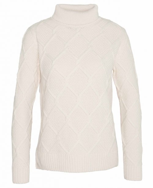 ladies burne roll neck jumper white ecru jail dornoch