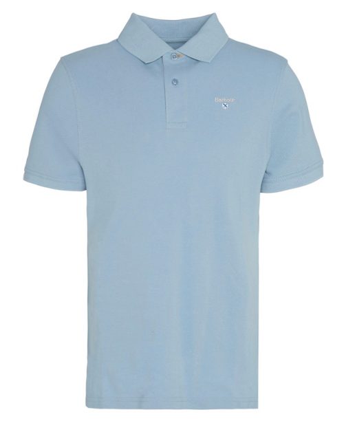 MENS BARBOUR SPORTS POLO SKY BLUE JAIL DORNOCH