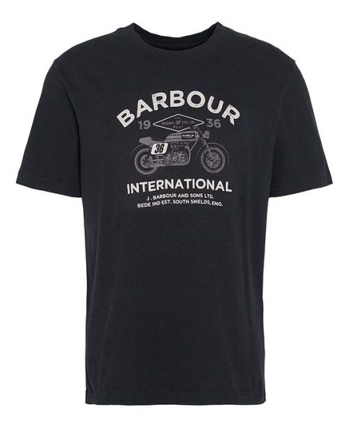 BARBOUR INTERNATIONAL CAFE GRAPHIC TEE JAIL DORNOCH