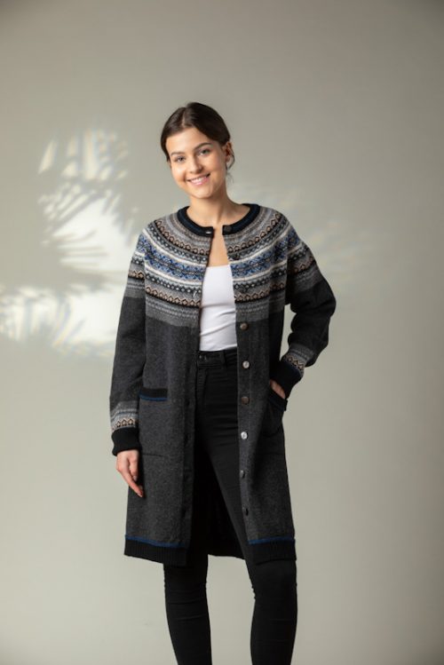 ERIBE KNITWEAR LADIES ALPINE FAIR ISLE COAT JAIL DORNOCH