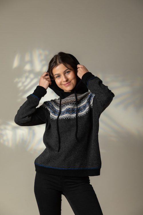 LADIES ERIBE KNITWEAR LADIES FAIR ISLE HOODIE JAIL DORNOCH