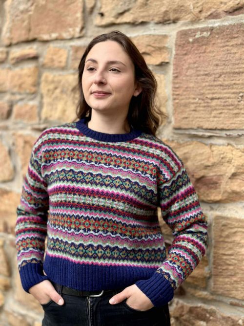 ladies full fair isle harley of scotland jumper nightsky jail dornoch