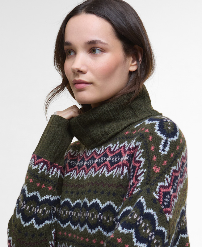 Barbour - Helen Knitted Jumper - Olive Multi - Image 4