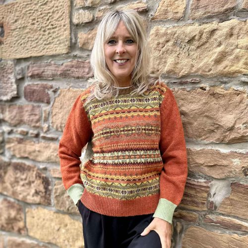ladies eribe knitwear fair isle sweater jail dornoch