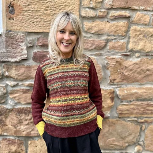 LADIES ERIBE KNITWEAR WESTRAY BLOCK SWEATER PORTREE JAIL DORNOCH