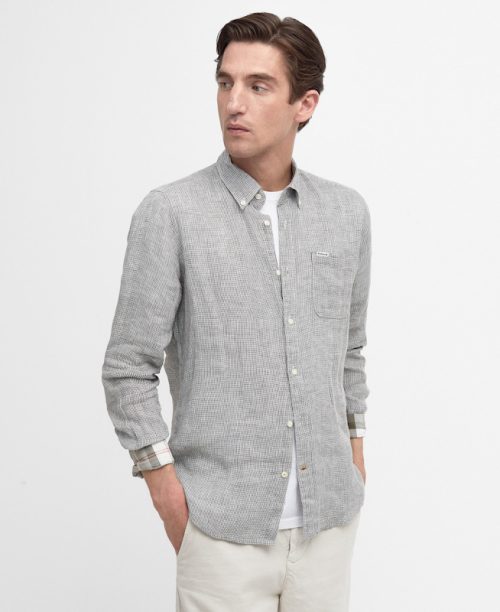 GENTS BARBOUR LINTON SUMMER SHIRT OLIVE JAIL DORNOCH