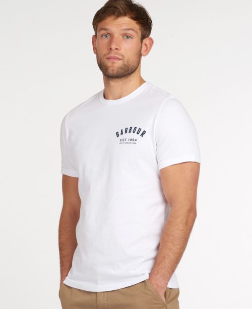 gents barbour preppy t shirt white jail dornoch