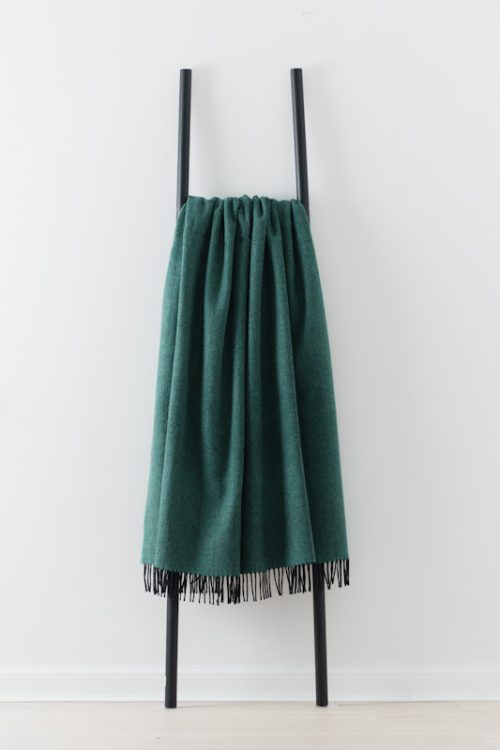 remony herringbone throw emerald charcoal jail dornoch