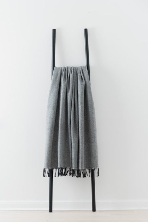 remony herringbone throw off white charcoal jail dornoch