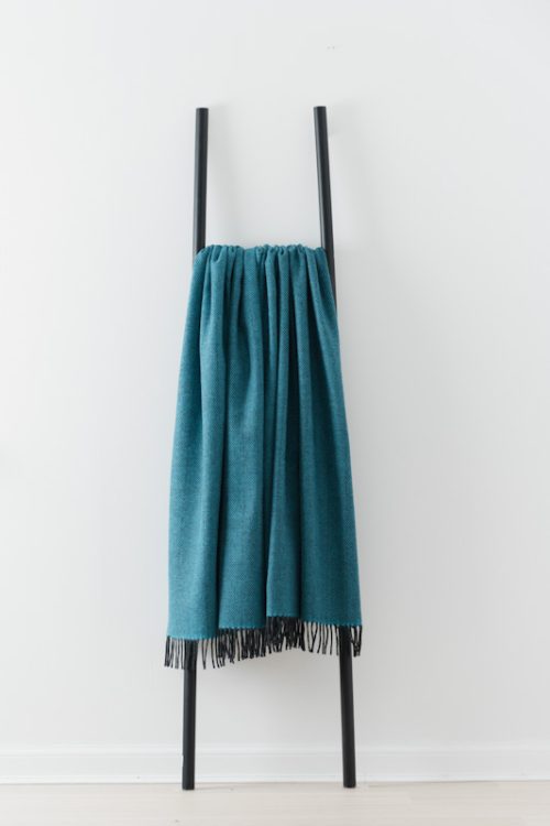remony turqouise and charcoal throw made in scotland jail dornoch